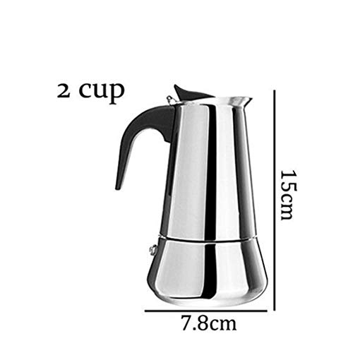 BBT-shop Stainless Steel coffee pot, Mocha Espresso Latte Percolator Stove Top Coffee Maker Pot Espresso Machines Pot Coffee Maker Parts Accessories (2cups)