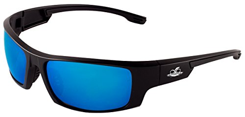 UPC 810292021702, Bullhead Safety Eyewear BH969 Dorado, Matte Black Frame, Full Blue Revo Lens, Black TPR Nose and Temple (1 Pair)