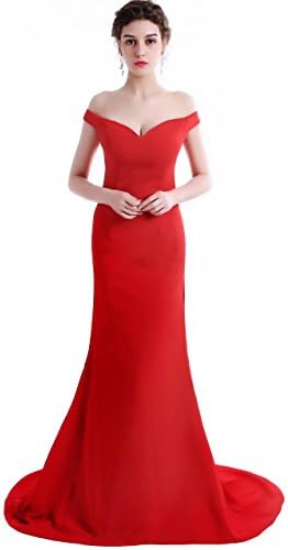 Wemarry Off the Shoulder Mermaid Evening Dress Long for Women Formal Gown