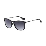Square Sunglasses for Men Women Scratch Resistant Lightweight Rectangular Retro Matte Frame 400UV Protection Driving Outdoor (Black/Gradient Grey)
