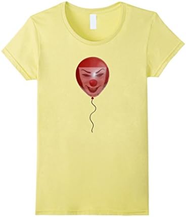 Womens Red Balloon With Scary Clown Face T-Shirt XL Lemon