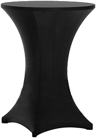SOME 32x43 inch Spandex Cocktail Stretch Tablecloth Round Fitted Cover for Square Corners Folding Table, Black