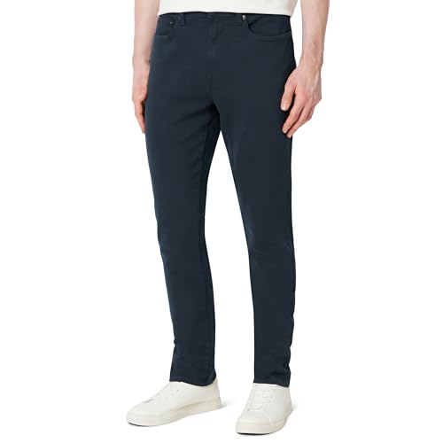 Amazon Essentials Men's Slim Fit Garment Dyed Five Pocket Pants, Navy, 28W x 28L