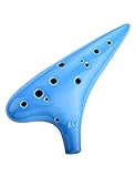”Joy of Wood Thrush” 12 Hole Alto C Ceramic Ocarina in Exquisite Craft (Water Blue)
