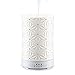 STAR MOON 100ml Ceramic Aromatherapy Essential Oils Diffuser, Ultrasonic Cool Mist Humidifier with Timer and 7-Color LED Night Light, Water-Less Auto Off Function - White Bauhinia Pattern