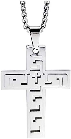 CHOOOICE Stainless Steel Cross Necklace Awesome Crucifix Pendant Bible Verse Necklace Jesus Cross Necklace Catholic Pendant