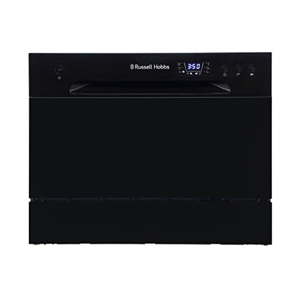 Russell-Hobbs-RHTTDW6B-Compact-Table-Top-Dishwasher-with-6-programmes-6-place-settings-Eco-mode-Quick-mode-Delay-Timer-Black Russell Hobbs RHTTDW6B Freestanding Compact Dishwasher, Eco mode, 6 place_settings, Black, Noise level: decibels 52