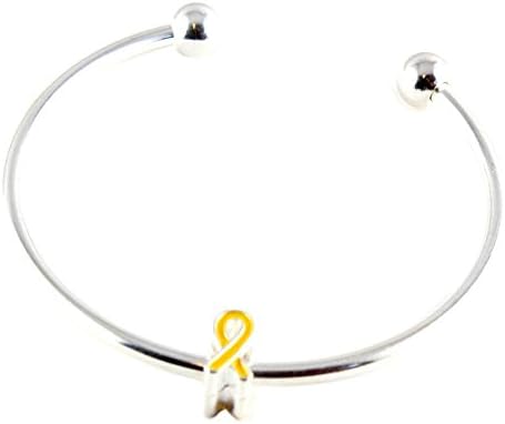 Yellow Ribbon Awareness on Silver Cuff Bracelet Buy 1 Give 1