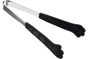 Stainless Steel Cat Paw Tongs - Non-Slip Grip Kitchen Serving Tongs, 1Pc, Black
