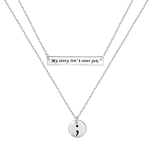 SILVER MOUNTAIN Inspirational Jewelry S925 Sterling Silver My Story Isn't Over Yet Semicolon Necklace 18