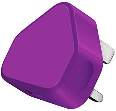 AMO® Universal USB Mains UK 3 Pin Plug Charger Adapter Compatible with Samsung Galaxy Compatible with iPhone iPad Sony Tab HTC Windows Phone Tablet & USB Socket (Purple) - Image 3
