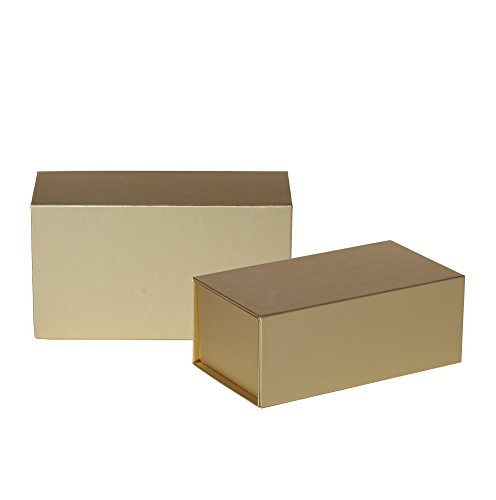 Jillson Roberts 2-Count Medium Magnetic Closure Gift Boxes Available in 5 Colors, Metallic Gold Matte
