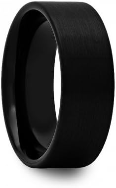 Eternal Tungsten8 mm Mens Black Tungsten Carbide Rings Wedding Bands Pipe Cut with Brushed Finish