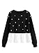 Romwe Women's Cute Contrast Ruffle Hem Round Neck Crop Sweatshirt Tops