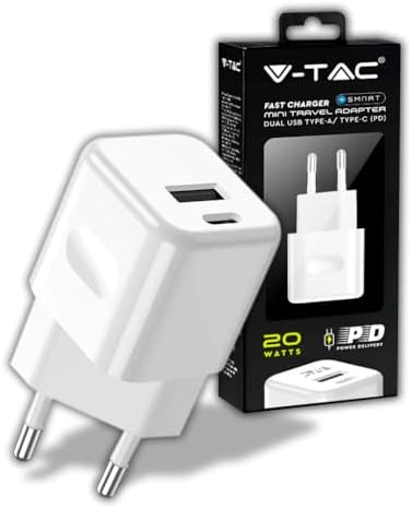 Cargador Rápido 20W USB-C para iPhone Samsung - Mini Cargador Ultra Rápido para Smartphone - Doble Puerto USB Type C y USB A para iPhone 11/12 / 13/14 / Pro/MAX y S21 / S22