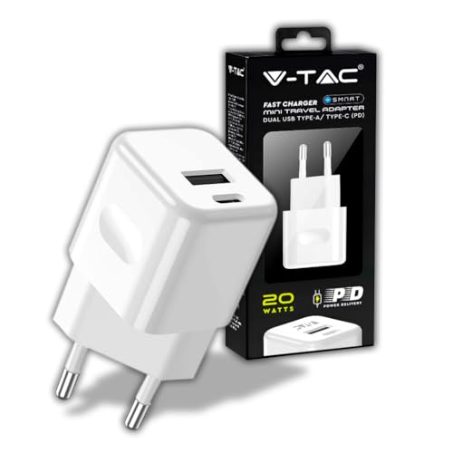 Cargador Rápido 20W USB-C para iPhone Samsung - Mini Cargador Ultra Rápido para Smartphone - Doble Puerto USB Type C y USB A para iPhone 11/12 / 13/14 / Pro/MAX y S21 / S22