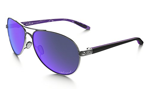 Oakley Womens Feedback Polarized Sunglasses, Polished Chrome/Violet Iridium