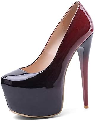 女性用スーパーハイヒール 女性用プラットフォームシューズ ラウンドトゥスティレット ラージサイズ エクストララージサイズ