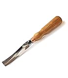 BeaverCraft Wood Carving Gouge Chisel 7L/22 Wood Carving Tools Bowl Carving Carbon Steel Blade Wood Handle Radial Gouge Hard and Soft Woods (Long Bent Gouge G7L/22)