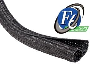 TechFlex F6F1.25TB Flexo F6 Flame Retardant 1-1/4-inch Braided Cable Sleeve, Black - 10 Feet