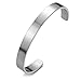 COOLSTEELANDBEYOND 18CM Stainless Steel Cuff Bangle Bracelet for Men for Women Minimalist Silver Color Satin