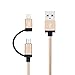 2-in-1 Lightning and Micro USB Cable 4FT, CableCreation Braided Android and iPhone Charging Cable [MFi Certified], Compatible iPhone 11 /X /8/7, iPad, Samsung, Nexus, LG, HTC and More, Gold primary