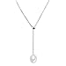 CISHOP 925 Silver Freshwater Pearl Y Necklace Choker Oval Shape Pearl