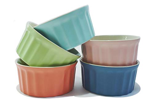 6 Ounce Porcelain Souffle Dishes | Oven Save Ramekins for Baking | Porcelain Baking Dish For Soufflé, Creme Brulee and Ice Cream | Set of 5 Souffle Cups - Thumbnail 5