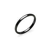 Black IP Tone High Polish 2mm Plain Comfort Fit Wedding Band Ring Stainless Steel, Many Sizes Available