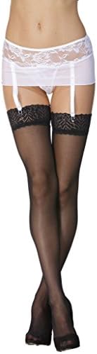 ABERRY Women Sexy White Lace Mesh Garter Belt With G-String Plus Size