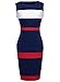 WOOSEA Women's Sleeveless Voguish Colorblock Stripe Cocktail Party Pencil Dress (Large, Navy Blue)