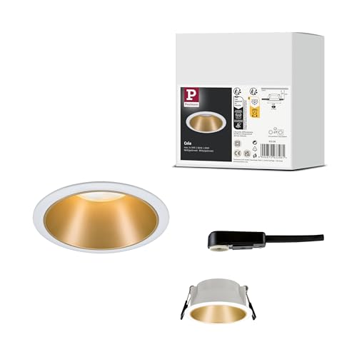 Paulmann 93396 Cole recessed luminaire Rigid Round dimmable recessed Spotlight White matt, Gold spot Aluminium, Plastic recessed lamp GU10