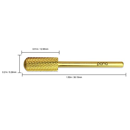 Pana 3/32" Small Smooth Top Nail Carbide Bit - Gold Color (Grit: Fine - F) for Electric Dremel Drill Machine