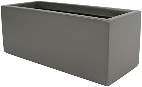 Brisbane Rectangle Fiberglass Planter Box (L:24" x W:8" x H:8", Matellic Grey)