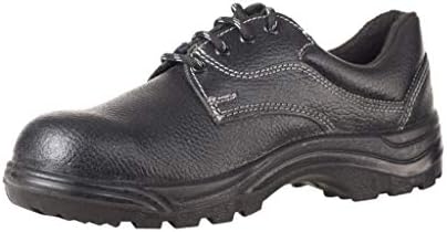 Safewell Rock Plus Work Safety Shoes Steel/Fibre Toe Puncture Proof, Moisture Absoption Lightweight Leather Non-Slip Industrial & Construction Outdoor Casual Protection Footwear for Unisex (5, Black)