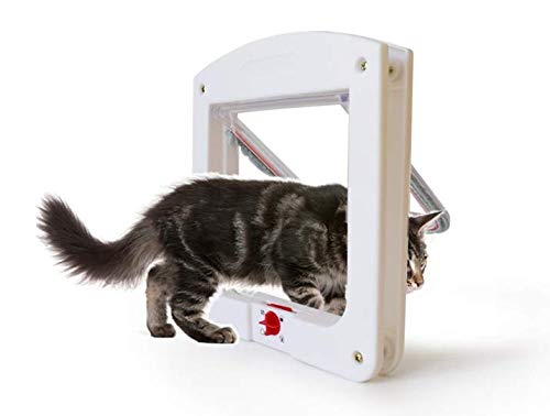 Alihoo Cat Flap Door, 4-Way Locking Classic Pet Door, Easy Install, Universal Fitting, Convenient, Pet Door for Cats