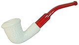 Mini Full Bent White Lattice Hand Carved Turkish Meerschaum Pipe