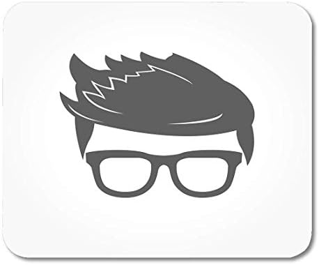 VANKINE Mouse Pads Gentle Flat Dark Grey Geek Head Smooth Hair Wearing Eye Glass No Balls Student Mouse pad 9.5" x 7.9" for Notebooks,Desktop Computers Accessories Mini Office Supplies Mouse Mats