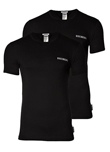 BIKKEMBERGS Men T-Shirt BIPACK, 2-Pack Crew Neck with Logo T-Shirts -: Colour: Black | Size: X-Large