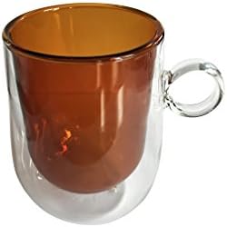 Famiry Creative Double Wall Borosilicate Glass Mug Insulated Coffee Cup , Red