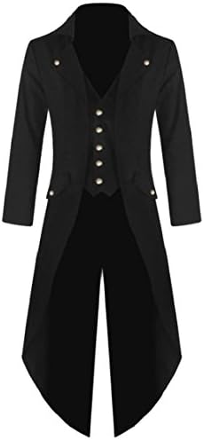 Jaycargogo Mens Gothic Tailcoat Jacket Steampunk High Collar Coat