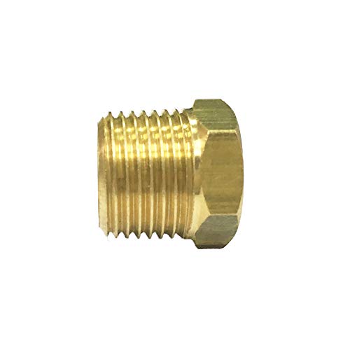 NIGO Brass Pipe Fitting, Hex Bushing (1 Pack, 1/2" NPT Male x 3/8" NPT Female)
