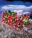 Set of 3 Lighted Gift Boxes Snowflakes Red Green Purple Yard Decoration Christmas