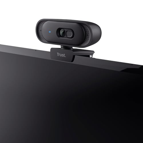 Trust Ovala Webcam 2K QHD with Microphone, Noise Reducer, USB-C/USB-A, Privacy Filter, 75° Viewing Angle, Fixed Focus 30 FPS, Web CAM for Mac Computer Windows Skype Zoom Teams, Black