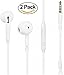 2-Pack Premium Earphones/Earbuds/Headphones with Stereo Mic&Remote Control for Galaxy S7/S7 Edge and More Android Smartphones Compatible with 3.5 mm Headphone White
