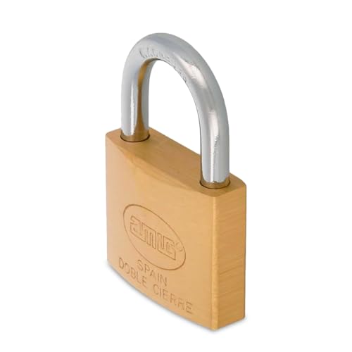 AMIG - Cadenas de Sécurité - Inclus 2 Clés - Idéal pour Casiers et Valises - Arceau en Acier Traité - 40 mm - Laiton Mat