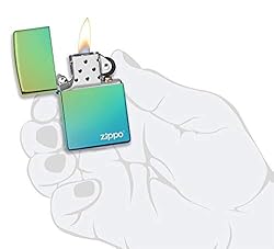Zippo High Polish Teal Zippo Logo Pocket Lighter