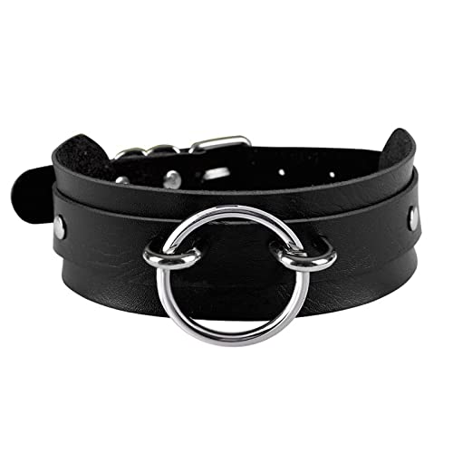 Black Wide Soft Faux Leather Collar Choker and Bracelets Set