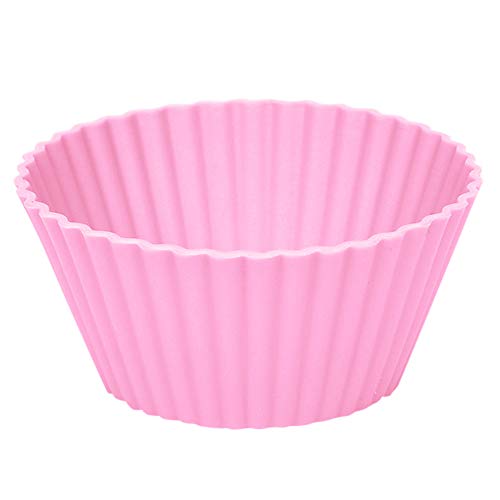 Witspace 6pcs Silicone Round Muffin/Cake/ Waffle Cupcake, Silicone Baking Molds for Party/Holiday/Wedding/Christmas/Halloween (Pink)