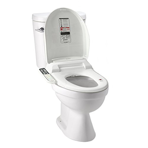 SmartBidet SB-110 Electric Bidet Seat for Elongated Toilets with Control Panel, Stainless Steel Nozzle with Removable Nozzle Cap, Child Wash Function, Slim and Strong Design in White
